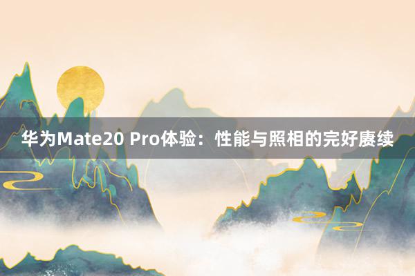 华为Mate20 Pro体验：性能与照相的完好赓续